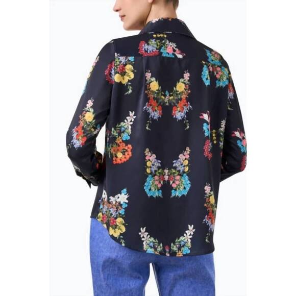 NEW VILAGALLO mariposa floral blouse in black - Picture 3 of 4